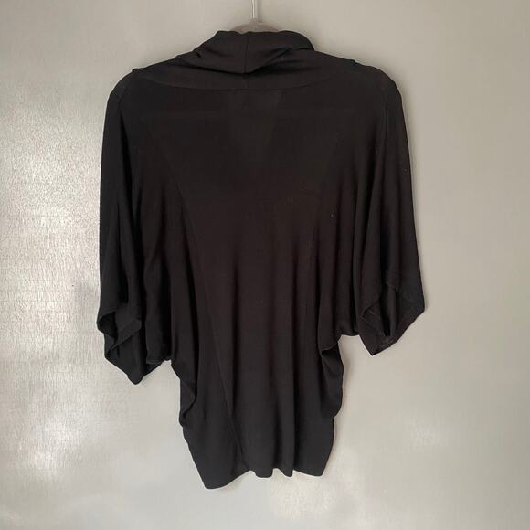 BEBE Women's Small Black Knit Cowl Neck Short Sleeve 90's Y2K Relaxed Classic - Picture 5 of 7